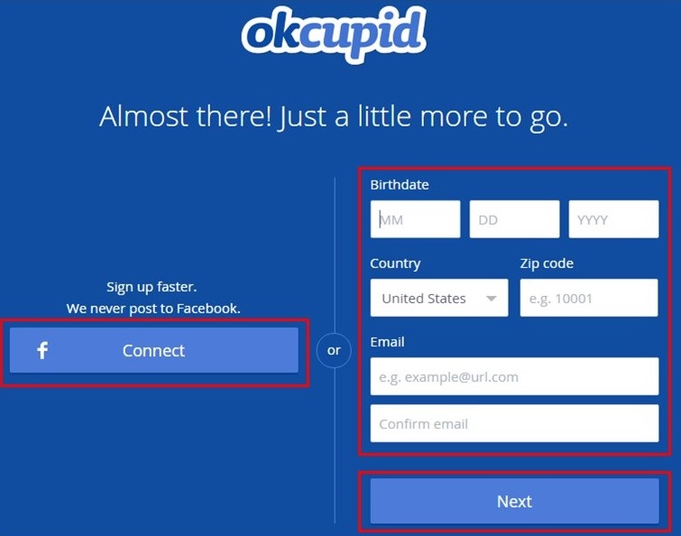 Signing Up at OkCupid.
